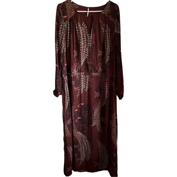 Free People Out of the Woods Maxi Dress in Scarlet Combo Size XS Bohemian Autumn - Picture 4 of 8